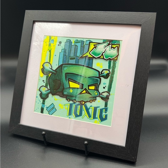 Original Skull Art “Mint Toxicity” by Independent Artist Framed Canvas - Picture 5 of 5